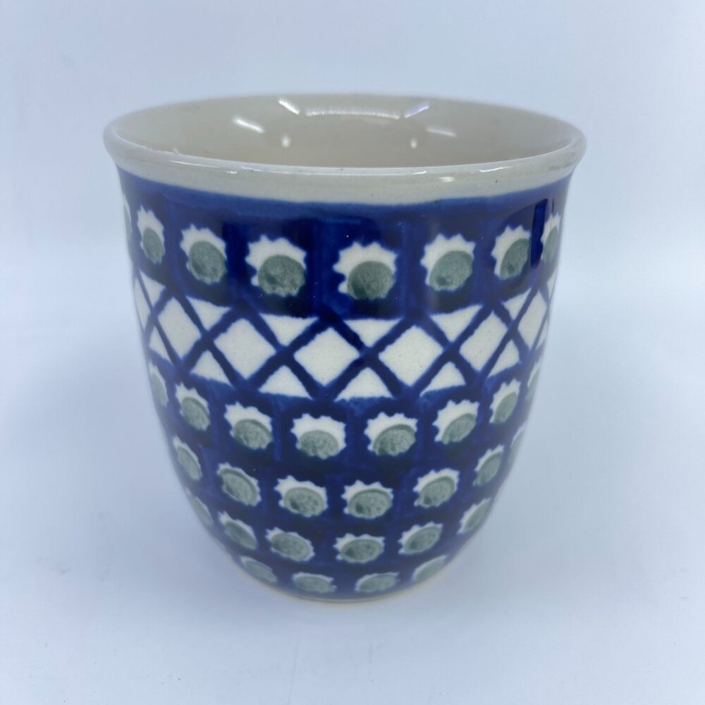 vintage boleslawiec polish pottery mug "lattice" pattern handcrafted - Picture 2 of 6